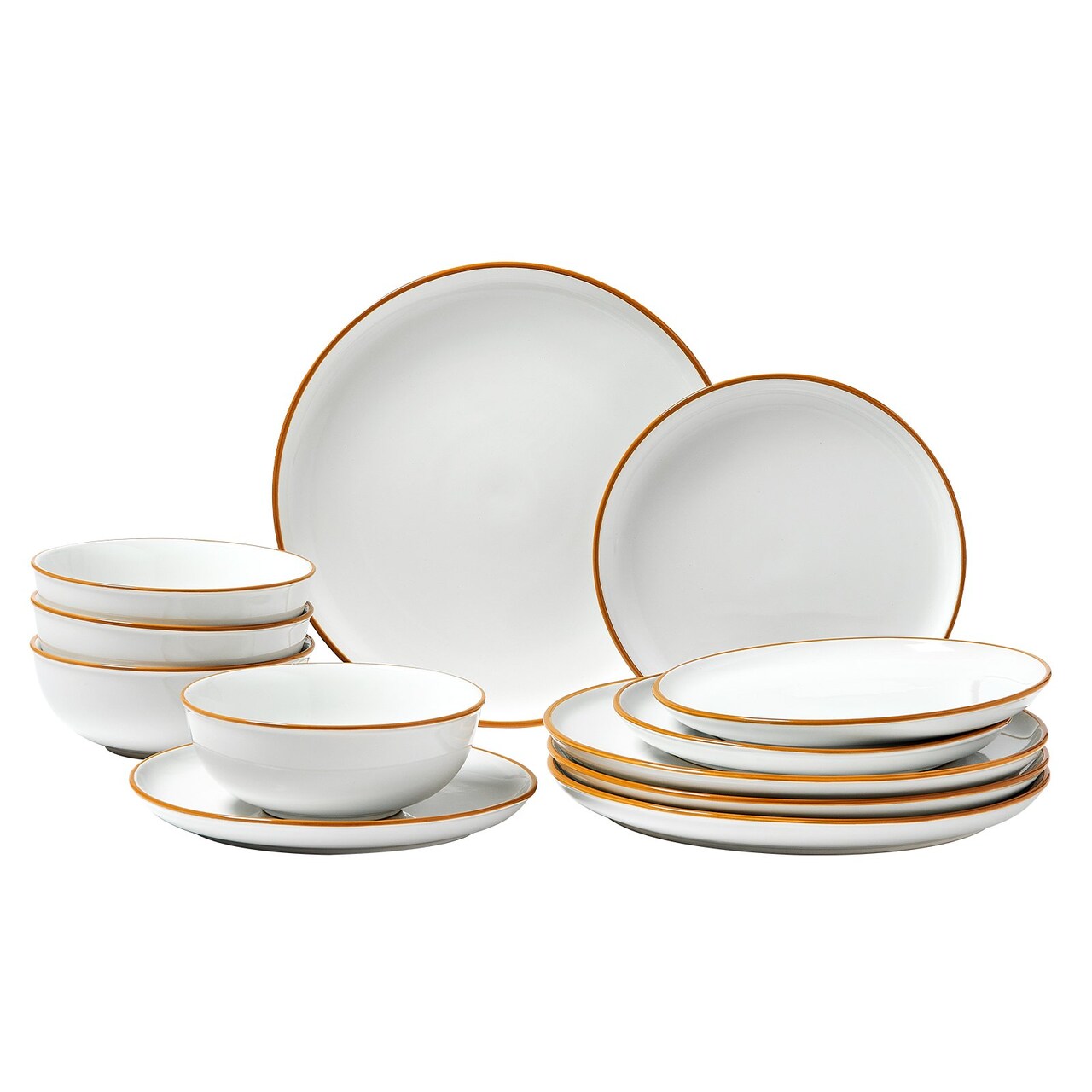 Ceramic Dinnerware Set, Round Plates and Bowls, Dishwasher & Microwave Safe